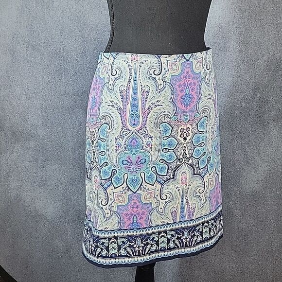 Talbots Paisley Canvas Cotton A-Line Skirt - Picture 10 of 15